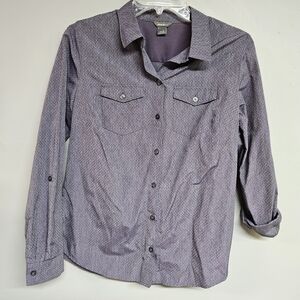 Eddie Bauer Purple Button Down Women's Small Long 3/4 Sleeve Shirt